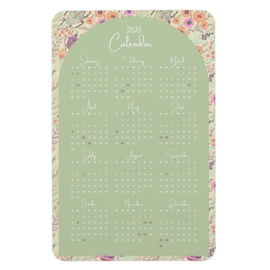 waterverf kalender 2023 Natuur Floral Magneet (Verticaal)