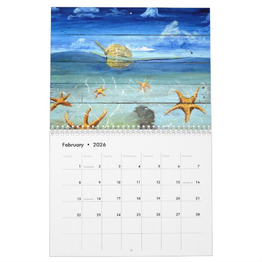 Waterverf kalender per eiland Art Bocas (Feb 2026)