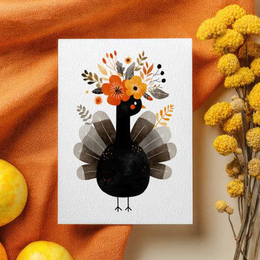 Waterverf Kalkoen Boho Herfst Bloemstuk Thanksgivi Briefkaart