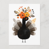 Waterverf Kalkoen Boho Herfst Bloemstuk Thanksgivi Briefkaart (Voorkant)
