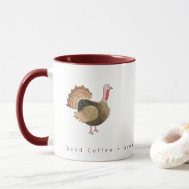 Waterverf Kalkoen Goede Koffie Dankbare Harten Mok