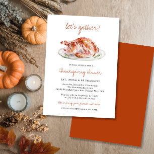 Waterverf Kalkoen Thanksgiving Diner Kaart