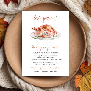 Waterverf kalkoen Thanksgiving diner Kaart