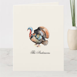 Waterverf Kalkoen Thanksgiving Gevouwen Bedankkaart