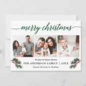 Waterverf kalligrafie pijnbomen 3 Foto Feestdagenkaart (Voorkant)