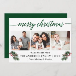 Waterverf kalligrafie pijnbomen 3 Foto Feestdagenkaart