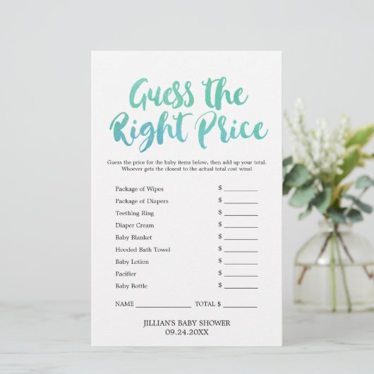 Waterverf kalligrafie raad het juiste prijsspel (Staand voorkant)