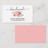 Waterverf kalligrafie Roze Blush Floral Handmade Informatiekaartje (Voorkant / Achterkant)