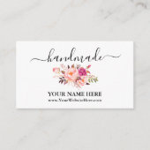 Waterverf kalligrafie Roze Blush Floral Handmade Informatiekaartje (Voorkant)