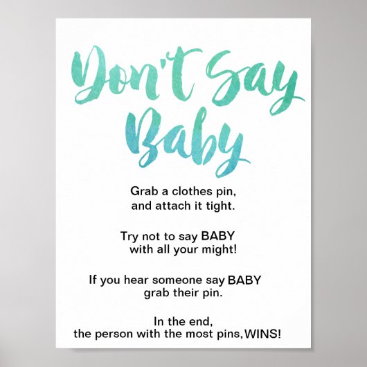 Waterverf kalligrafie Zeg geen Baby Poster (Voorkant)