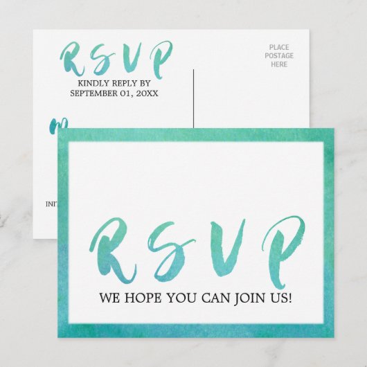 Waterverf kalligrafiemelk menu Keuze RSVP (Voorkant / Achterkant)