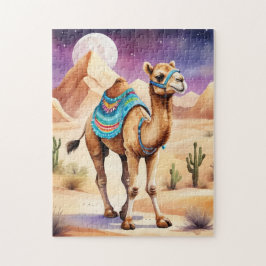 Waterverf kameel bij magische nacht legpuzzel