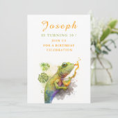 Waterverf Kameleon - Verjaardagsuitnodiging Kaart (Staand voorkant)