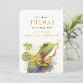 Waterverf Kameleon - Verjaardagsuitnodiging Kaart (Staand voorkant)