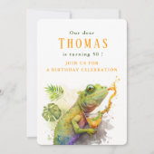 Waterverf Kameleon - Verjaardagsuitnodiging Kaart (Voorkant)