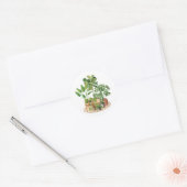 Waterverf Kamerplanten Ronde Sticker (Envelop)