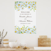 Waterverf kamille. Welkom bij Floral bruiloft Poster (Keuken)