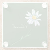 Waterverf kamilleventiel glazen onderzetter (Achterkant)