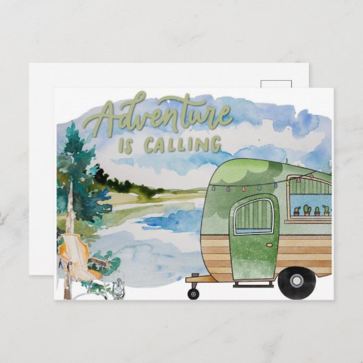 Waterverf kamperen briefkaart (Voorkant / Achterkant)