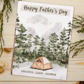 Waterverf Kamperen in Natuur Vaderdag Feestdagenkaart