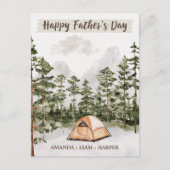 Waterverf Kamperen in Natuur Vaderdag Feestdagenkaart (Voorkant)