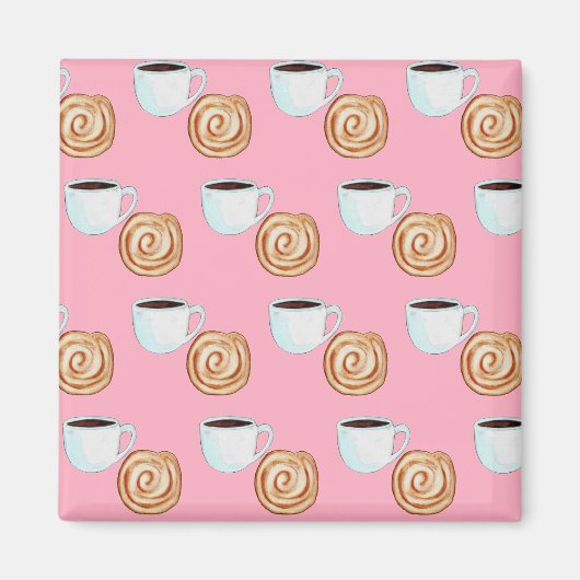 Waterverf Kaneel Bun Gebak Koffie Magneet (Voorkant)