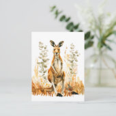 Waterverf kangoeroe in het weiland briefkaart (Staand voorkant)