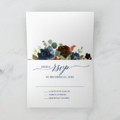 Waterverf kannamon Navy Blush Floral RSVP-kaart (Binnen)