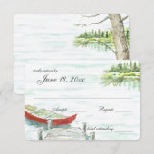 Waterverf kano meer bruiloft reactie RSVP kaartje (Voorkant / Achterkant)