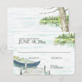 Waterverf kano meer bruiloft reactie RSVP kaartje (Voorkant / Achterkant)