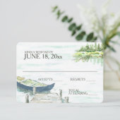 Waterverf kano meer bruiloft reactie RSVP kaartje (Staand voorkant)