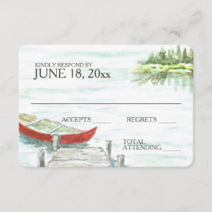 Waterverf kano meer bruiloft reactie RSVP kaartje