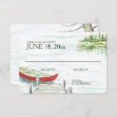Waterverf kano meer bruiloft reactie RSVP kaartje (Voorkant / Achterkant)