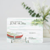 Waterverf kano meer bruiloft reactie RSVP kaartje (Staand voorkant)
