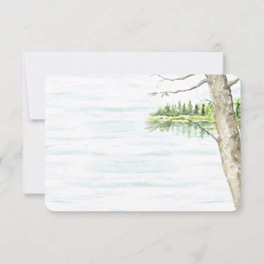 Waterverf kano meer bruiloft reactie RSVP kaartje (Achterkant)