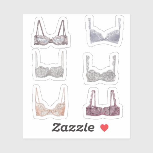 waterverf kant lingerie illustratie sticker (Vel)