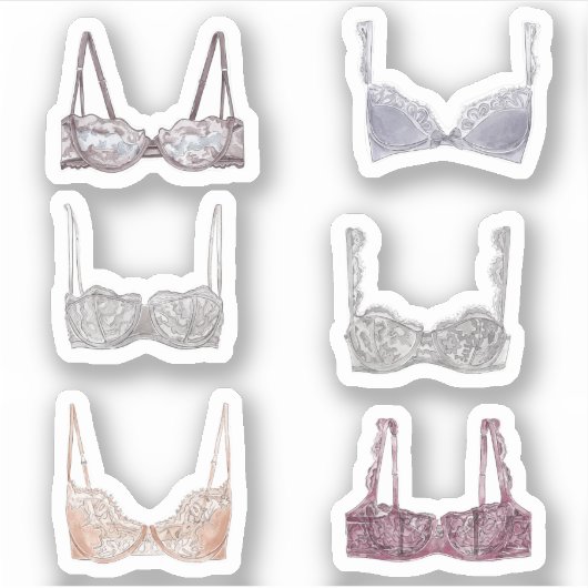 waterverf kant lingerie illustratie sticker (Voorkant)