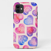 Waterverf Kanten Hartjes Patroon Case-Mate iPhone Case (Achterkant)