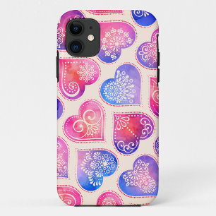 Waterverf Kanten Hartjes Patroon Case-Mate iPhone Case