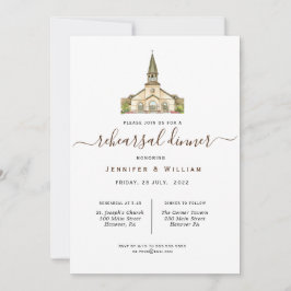 Waterverf kapel bruiloft repetitie diner kaart