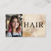 Waterverf Kapsalon Stylist Foto QR Code Visitekaartje (Voorkant)