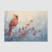 Waterverf Kardinaal Bird Red Berries Decoupage Tissuepapier (Voorkant)