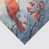 Waterverf Kardinaal Bird Red Berries Decoupage Tissuepapier (Detail)