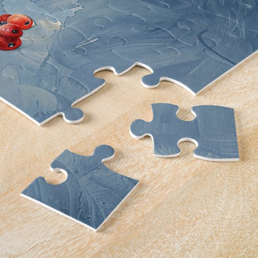 Waterverf kardinaal Bird Red Berries Legpuzzel (Zijkant)