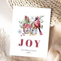 Waterverf Kardinaal Bird Schattige Kerst Briefkaar
