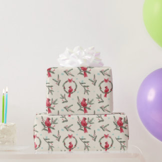 Waterverf Kardinaal Dennen Kerst Inpakpapier
