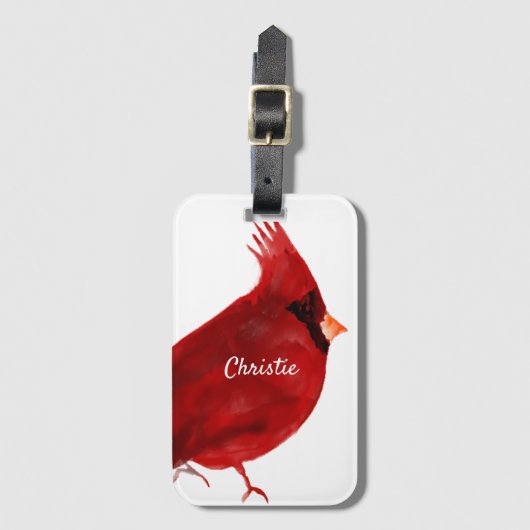 Waterverf kardinaal diep, rijk aan rode verzadigd bagagelabel (Voorkant (verticaal))