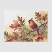 Waterverf Kardinaal en Herfst Eikenbladeren Decoup Tissuepapier (Voorkant)