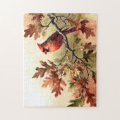 Waterverf kardinaal en Herfst eikenbladeren Legpuzzel (Verticaal)