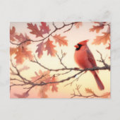 Waterverf kardinaal en herfstbladeren briefkaart (Voorkant)